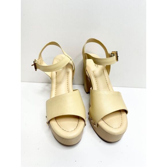 Sarto by Franco Sarto Sandals Womens Sz 6.5 Yellow Ankle Strap Leather Platform - Picture 4 of 12